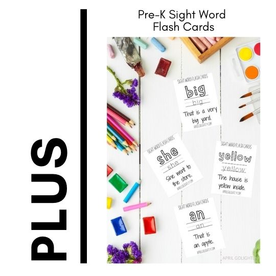 pre-k sight word flash cards