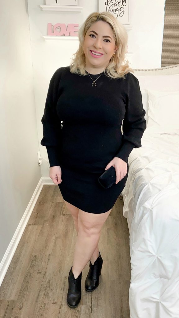 Black Sweater Dress with Booties 