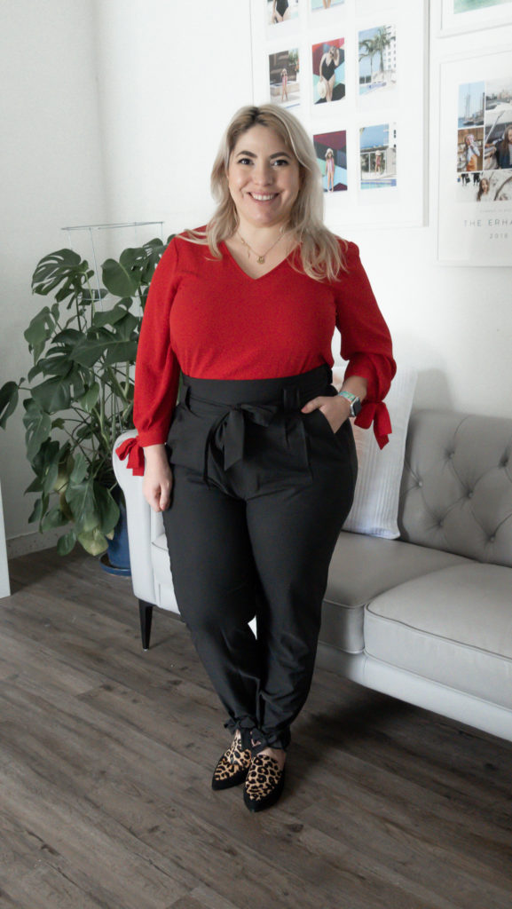 Black and red work outfit 